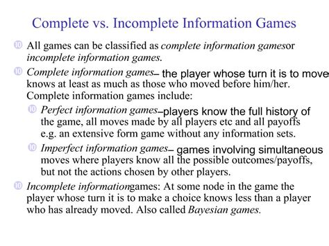 complete information game|imperfect vs incomplete information game.